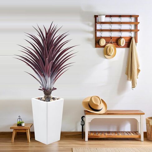 Faux Agave Tree 3.6ft(43in) Artificial Plants with White Tall Planter and Realistic Leaves, Fake Floor Potted Artificial Red Aloe Vera Plant for Home Office Indoor Decor (3.6feet,1Pack) in Kuwait