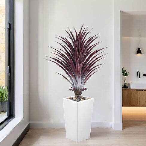 Faux Agave Tree 3.6ft(43in) Artificial Plants with White Tall Planter and Realistic Leaves, Fake Floor Potted Artificial Red Aloe Vera Plant for Home Office Indoor Decor (3.6feet,1Pack) in Kuwait