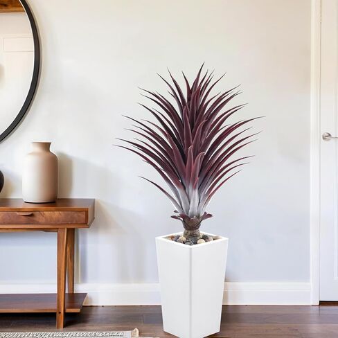 Faux Agave Tree 3.6ft(43in) Artificial Plants with White Tall Planter and Realistic Leaves, Fake Floor Potted Artificial Red Aloe Vera Plant for Home Office Indoor Decor (3.6feet,1Pack) in Kuwait