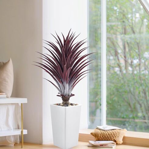 Faux Agave Tree 3.6ft(43in) Artificial Plants with White Tall Planter and Realistic Leaves, Fake Floor Potted Artificial Red Aloe Vera Plant for Home Office Indoor Decor (3.6feet,1Pack) in Saudi Arabia