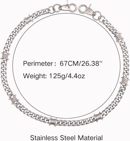 مجموعة سلسلة وسوار من الفولاذ المقاوم للصدأ، سلسلة بنطلون مقاس 26.38 بوصة مع مشبك مزدوج على شكل جراد البحر + سوار مقاس 9 بوصات، إكسسوارات ملابس الشارع فضية للرجال والنساء in Kuwait