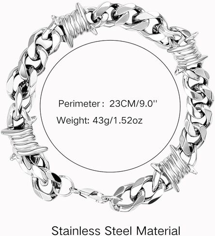 مجموعة سلسلة وسوار من الفولاذ المقاوم للصدأ، سلسلة بنطلون مقاس 26.38 بوصة مع مشبك مزدوج على شكل جراد البحر + سوار مقاس 9 بوصات، إكسسوارات ملابس الشارع فضية للرجال والنساء in Kuwait