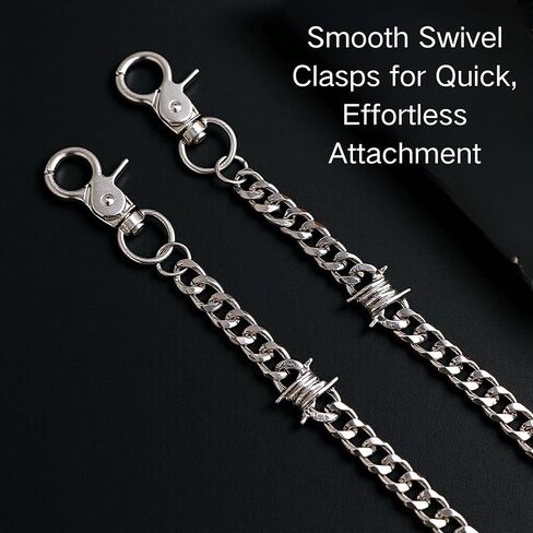 مجموعة سلسلة وسوار من الفولاذ المقاوم للصدأ، سلسلة بنطلون مقاس 26.38 بوصة مع مشبك مزدوج على شكل جراد البحر + سوار مقاس 9 بوصات، إكسسوارات ملابس الشارع فضية للرجال والنساء in Kuwait