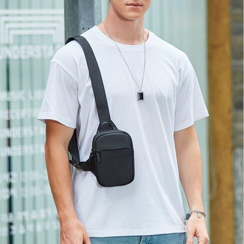 Men Chest Cross Shoulder Crossbody Handbag Small Sling Black in Saudi Arabia