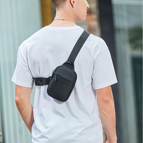 Men Chest Cross Shoulder Crossbody Handbag Small Sling Black in Saudi Arabia