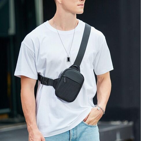 Men Chest Cross Shoulder Crossbody Handbag Small Sling Black in Saudi Arabia