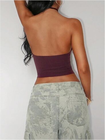 SHENHE Women's Y2k Criss Cross Halter Top Sexy Cut Out Open Back StraplessGoing Out Clubwear Rave Top in Saudi Arabia