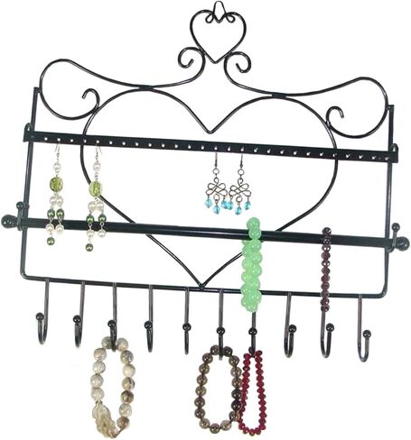 Zerodeko Heart Shape Jewelry Organizer Wall Mount Earring Holder Metal Jewelry Rack Hooks for Women Accessories in Saudi Arabia