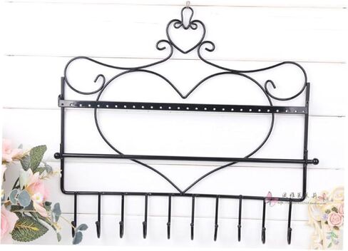 Zerodeko Heart Shape Jewelry Organizer Wall Mount Earring Holder Metal Jewelry Rack Hooks for Women Accessories in Saudi Arabia