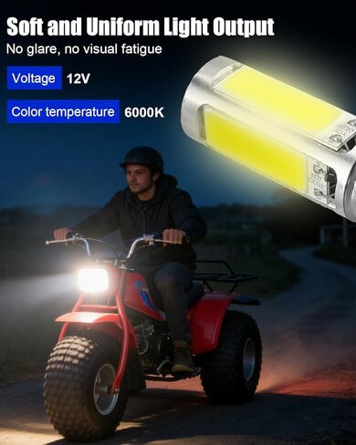 COB Light Bulb Fit for Honda Kawasaki Polaris Suzuki Yamaha, 12V DC 6000K COB Bulb Replace 34901-323-750 34901-HC3-003 92069-037 L6245J A7028 A7379 12080, 2Pcs in Saudi Arabia