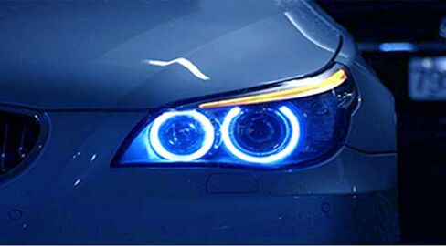 ICBEAMER LED Angel Eyes Halo Ring Marker Light، اللون: أزرق متوافق مع BMW E39 E53 E60 E61 E63 E64 E65 E66 E87 LED 12V 6W، استبدل مصابيح إضاءة مصنع OEM، [عبوة من قطعتين] in Kuwait