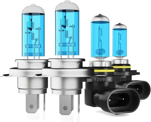 Headlight Bulbs Fit For Toyota PRIUS 2004-2009,9003 High Low Dual Beam 9006 Fog Lights Combo,Super Bright 5500K White Light High Performance Halogen Light Bulbs,4PCS in Kuwait