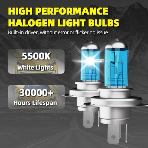 Headlight Bulbs Fit For Toyota PRIUS 2004-2009,9003 High Low Dual Beam 9006 Fog Lights Combo,Super Bright 5500K White Light High Performance Halogen Light Bulbs,4PCS in Kuwait