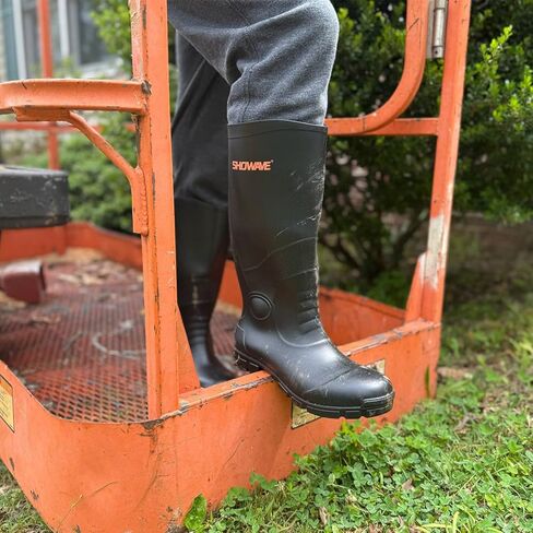 Showave Men's Rain Boots with Reinforced Steel Shank Waterproof Rubber Boots Durable Concrete Boot Outdoor Work Boots Lightweight Mud Boots Plain Toe for Agriculture Industrial in Saudi Arabia