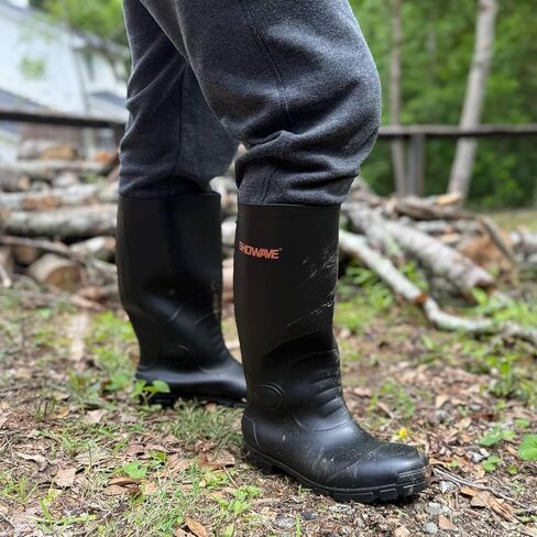 Showave Men's Rain Boots with Reinforced Steel Shank Waterproof Rubber Boots Durable Concrete Boot Outdoor Work Boots Lightweight Mud Boots Plain Toe for Agriculture Industrial in Saudi Arabia