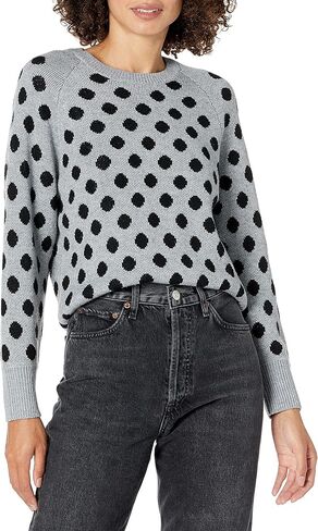 Cable Stitch Women's Polka Dot/Checkered Pattern Sweater - Raglan Long Sleeve Crewneck Pullover Top in Saudi Arabia