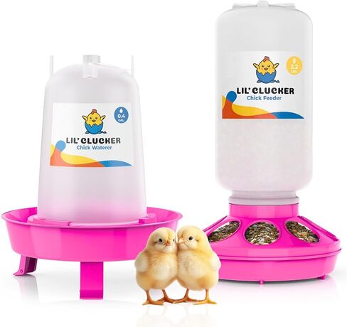 Lil'Clucker 1L Chick Feeder, 1.5L Chicken Waterer - No Leakage Chick Feeder and Waterer Kit, Hanging Baby Chick Waterer, Durable Chicken Water Feeder, Chicken Feeder and Waterer Set, Poultry Waterer in Kuwait