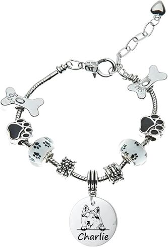Husky Dog Gifts, Personalized Husky Beaded Charm Bracelet, Custom Engraved Dog Jewelry, Memorial Keepsake for Dog Mom, Dog Lover Gift in Saudi Arabia