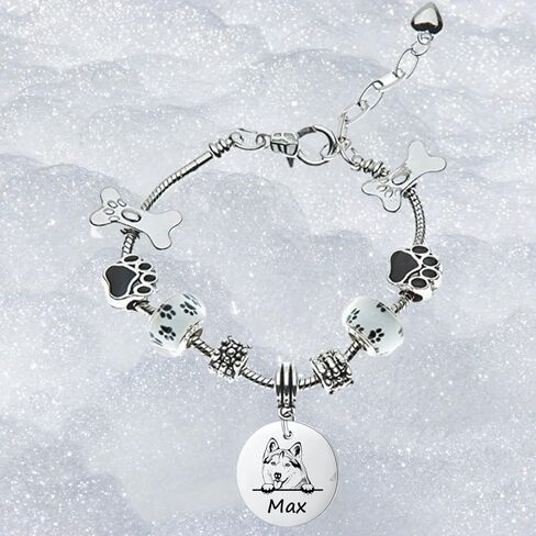 Husky Dog Gifts, Personalized Husky Beaded Charm Bracelet, Custom Engraved Dog Jewelry, Memorial Keepsake for Dog Mom, Dog Lover Gift in Saudi Arabia