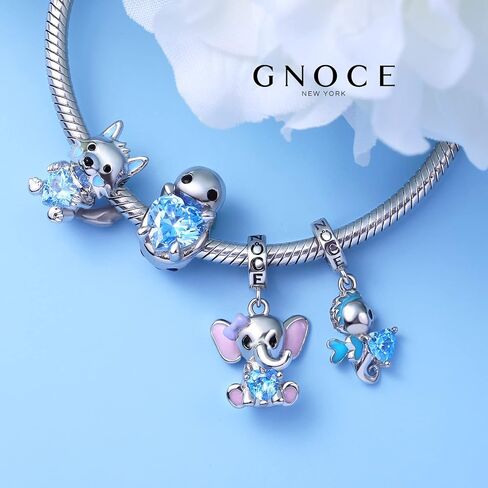 GNOCE Cute Animal Embraces Heart Charms Bead 925 Sterling Silver Wolf Fox Gemstone Charms Fit Snake Chain Bracelets/Necklace Jewelry Gift For Women Wife (Wolf 2) in Saudi Arabia