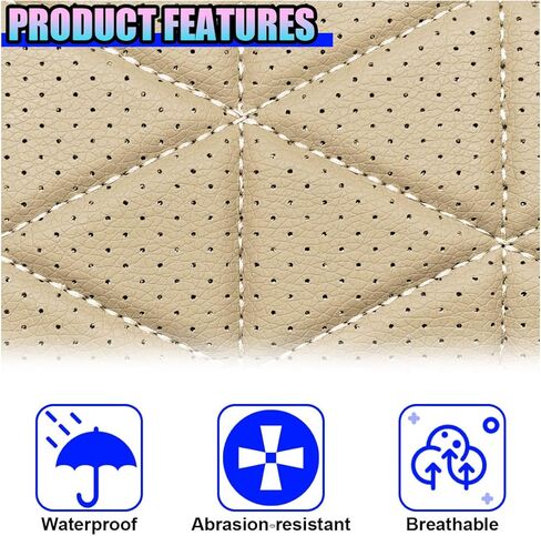 Car Front Seat Cover, Leather Full Wrap Waterproof Car Seats Cushion Pad with Storage Pocket, Breathable Anti-Slip Automotive Bottom Seat Protector for SUV, Sedan, Truck(Beige) in Saudi Arabia