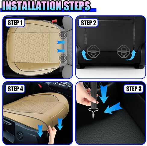 Car Front Seat Cover, Leather Full Wrap Waterproof Car Seats Cushion Pad with Storage Pocket, Breathable Anti-Slip Automotive Bottom Seat Protector for SUV, Sedan, Truck(Beige) in Saudi Arabia