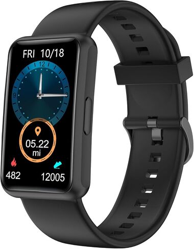 HUAKUA Fitness Tracker No Bluetooth No APP No Phone Needed, Fitness Watch for Men Women Parents IP68 Waterproof with Full Touch Screen Steps Calories Counter Sleep Tracker Alarm Clocks (Black) in Kuwait