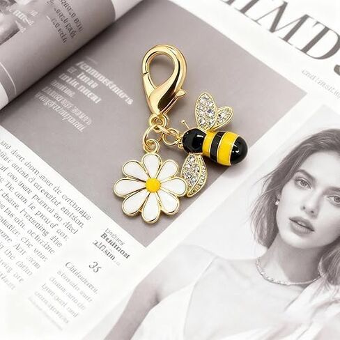 Bee & Daisy Sunflower Keychain Charm Set - Chic Bag Accessories for Handbags, Inspiring Just Be Yourself Gift for Strong Women in Saudi Arabia