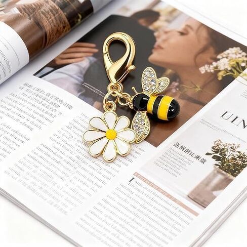 Bee & Daisy Sunflower Keychain Charm Set - Chic Bag Accessories for Handbags, Inspiring Just Be Yourself Gift for Strong Women in Saudi Arabia