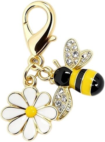 Bee & Daisy Sunflower Keychain Charm Set - Chic Bag Accessories for Handbags, Inspiring Just Be Yourself Gift for Strong Women in Saudi Arabia