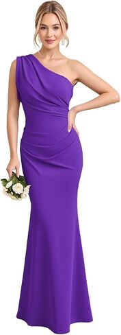 Mermaid One Shoulder Chiffon Bridesmaid Dresses for Women Floor Length Open Back Ruched Formal Evening Dress in Saudi Arabia