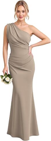 Mermaid One Shoulder Chiffon Bridesmaid Dresses for Women Floor Length Open Back Ruched Formal Evening Dress in Saudi Arabia