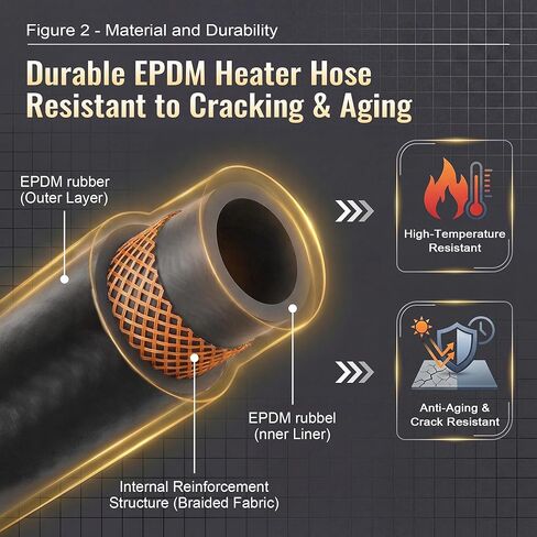 خرطوم سخان 5/8 بوصة، خرطوم سخان EPDM بطول 10 أقدام، ضغط تمزق مستقيم للمبرد المبرد 106.7 رطل لكل بوصة مربعة لنقل المياه/الغاز لأنظمة تبريد المركبات، أنبوب معرف 5/8 بوصة مع 4 مشابك in Saudi Arabia