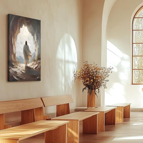 HLXRAE Framed Jesus Wall Art, Jesus Resurrection Leaves the Tomb Canvas Painting, Minimalist Christian Empty Tomb Poster Print, Christian Wall Decor for Church Prayer Room Hospitals Home 12"x16" in Saudi Arabia