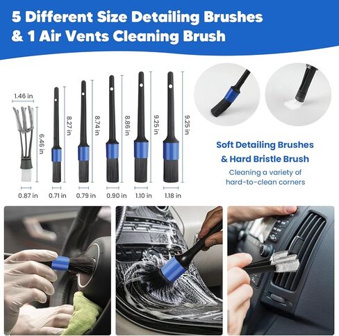 طقم غسيل السيارة 17 قطعة مع دلو، طقم تنظيف السيارة مع ممسحة فرشاة غسيل السيارة بمقبض طويل 62 بوصة، فرشاة عجلة منفضة القفاز، منشفة فرش تفصيلية، مستلزمات غسيل السيارات للسيارات RV الشاحنة الخارجية والداخلية in Kuwait