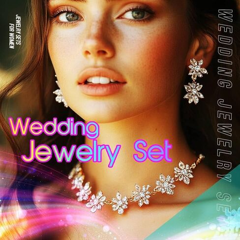 Aukmla Bridal Wedding Jewelry Set Silver Sparkly Pearl Choker Necklace Earrings Sets Rhinestone Prom Jewelry for Women and Brides in Saudi Arabia