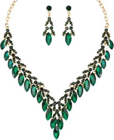 أنيقة بيان قلادة استرخى الأقراط ورقة العنقودية كريستال مجوهرات الزفاف مجموعة للنساء العرائس حفل زفاف حفلة موسيقية زي التبعي # NE001 in Kuwait