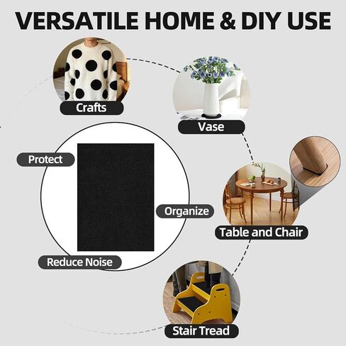 6PCS Large Self Adhesive Felt Sheet, 13.4"x10.8", 2mm Thick Black Felt Fabric Sheets for Crafts, DIY and Surface Protection, Peel and Stick Drawer & Jewelry Box Liner in Saudi Arabia