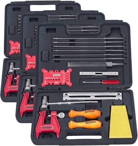 Oregon Chainsaw Chain Sharpening Kit with Hard Case - Contains Files, Handles, Depth Gauge, Stump Vise, Felling Wedge, and More Accessories in Kuwait