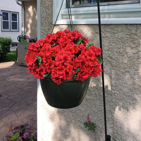 8 Bundles Artificial Geranium Flowers for Outdoors UV Resistant Red Silk Fake Geranium Plant Faux Floral for Front Porch Planter Balcony Patio Garden Home Indoor Decoration (Red) in Saudi Arabia