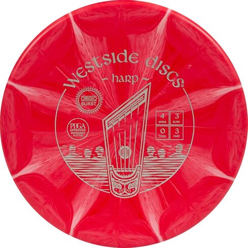 Westside Discs Origio Burst Harp Disc Golf Putter | Overstable Frisbee Golf Putt and Approach Disc | 170g Plus | Stamp Colors Will Vary in Saudi Arabia