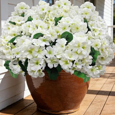 8 Bundles Artificial Geranium Flowers for Outdoors UV Resistant Red Silk Fake Geranium Plant Faux Floral for Front Porch Planter Balcony Patio Garden Home Indoor Decoration (Red) in Saudi Arabia
