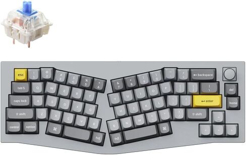Keychron Q8 Wired Custom Mechanical Keyboard Knob Version, 65% Alice Layout QMK/VIA Programmable with Hot-swappable Gateron G Pro Blue Switch Double Gasket Compatible with Mac Windows Linux (Grey) in Kuwait