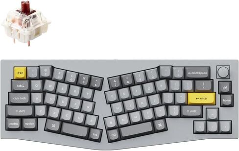 إصدار مقبض لوحة المفاتيح الميكانيكية السلكية المخصصة Keychron Q8، 65% Alice Layout QMK/VIA قابل للبرمجة مع Gateron G Pro Blue Switch حشية مزدوجة قابلة للتبديل السريع متوافقة مع نظام التشغيل Mac Windows Linux (رمادي) in Kuwait