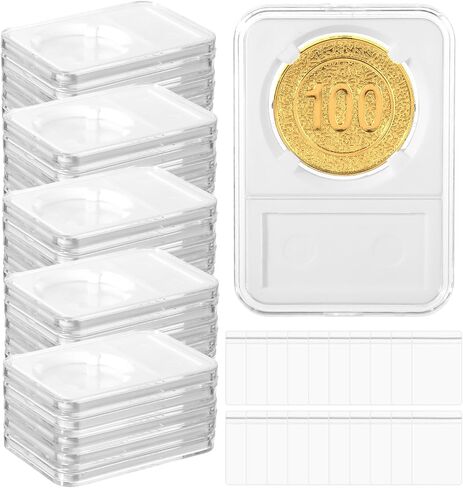 20PCS 38mm Coin Display Holder with Self-Sealing Bags, Coin Storage Case for Morgan Peace IKE Silver Dollar Coins, Storage Box for Organize Collection, Coin Sleeves Capsules Protectors in Kuwait