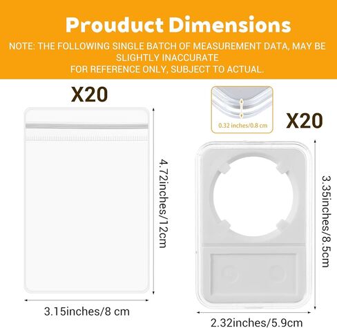 20PCS 38mm Coin Display Holder with Self-Sealing Bags, Coin Storage Case for Morgan Peace IKE Silver Dollar Coins, Storage Box for Organize Collection, Coin Sleeves Capsules Protectors in Kuwait