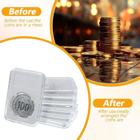 20PCS 38mm Coin Display Holder with Self-Sealing Bags, Coin Storage Case for Morgan Peace IKE Silver Dollar Coins, Storage Box for Organize Collection, Coin Sleeves Capsules Protectors in Kuwait