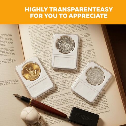 20PCS 38mm Coin Display Holder with Self-Sealing Bags, Coin Storage Case for Morgan Peace IKE Silver Dollar Coins, Storage Box for Organize Collection, Coin Sleeves Capsules Protectors in Kuwait