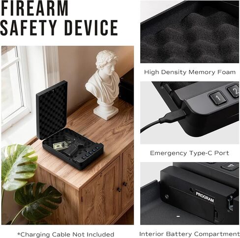 RPNB Gun Safe، مسدس محمول آمن للمسدس، خزائن مسدس ذكية مع لوحة مفاتيح رقمية بإضاءة خلفية، خزائن مسدس مثالية لجانب السرير، حقيبة مسدس صغيرة للسيارة in Kuwait