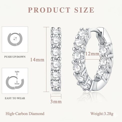 high carbon diamond Stud Earrings for Women,Hypoallergenic S925 Sterling Silver Studs D Color Clarity Round Cut Lab Created Diamond Earrings in Kuwait